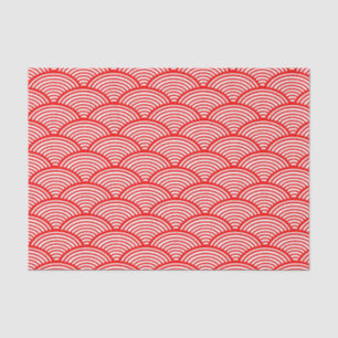 Traditional Japanese Red Nami Wave Pattern Tissue Paper