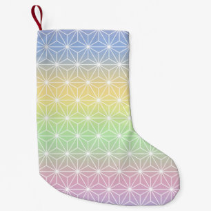 Traditional Japanese Star Pattern Rainbow Hues Small Christmas Stocking