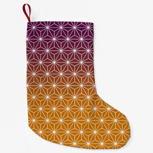 Traditional Japanese Star Pattern Red & Purple Small Christmas Stocking