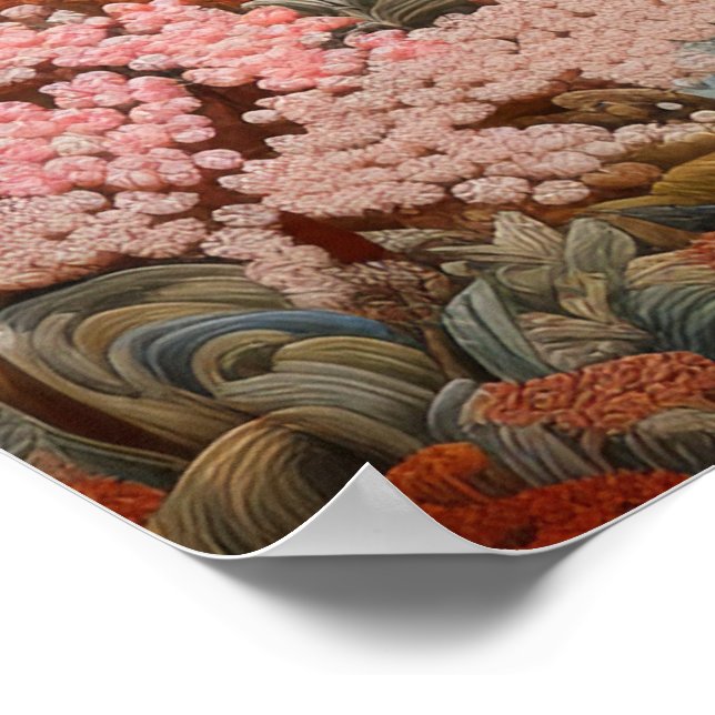 Traditional Japanese Tapestry Art Elegant Design Poster (Corner)