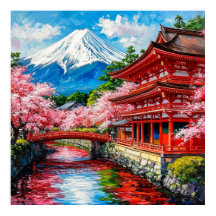 Traditional Japanese Temple with Cherry Blooms