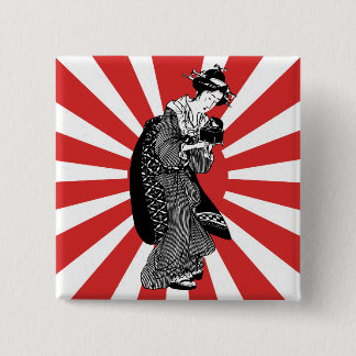 Traditional Japanese ukiyoe woman 15 Cm Square Badge