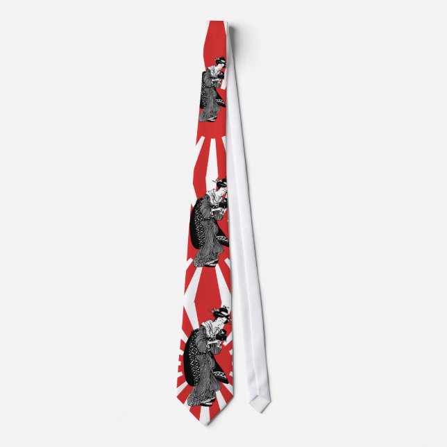 Traditional Japanese ukiyoe woman Tie (Front)