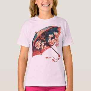 Traditional Japanese Umbrella Sakura Watercolor Il T-Shirt