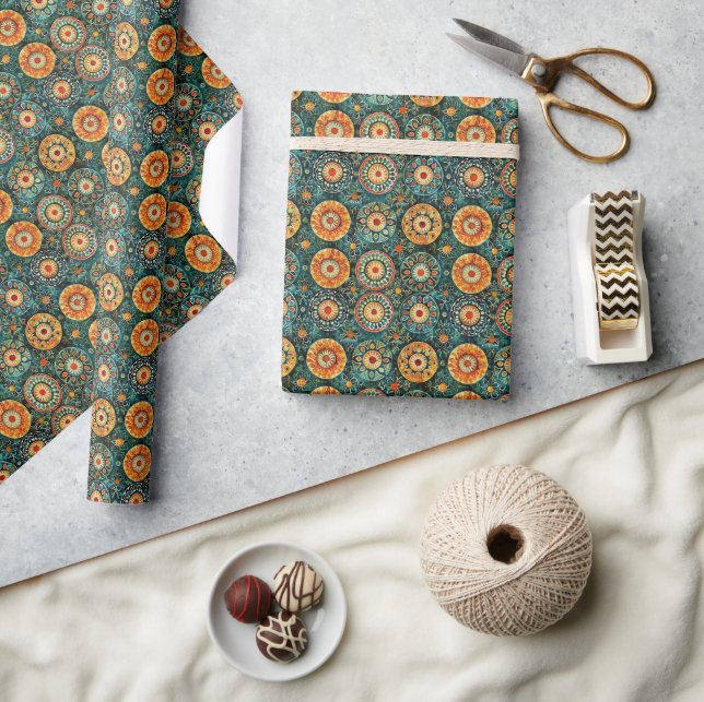 Traditional Javanese Batik Kawung Pattern Wrapping Paper (Crafts)