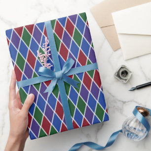 Traditional Jewel-Toned Harlequin Wrapping Paper