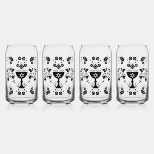 Traditional Jewish Gifts for Shabbat Can Glass
