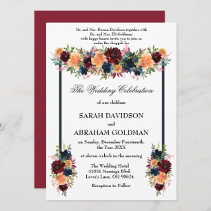 Traditional Jewish Wedding Invitations - Gold Wine