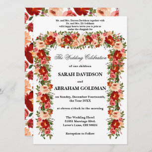 Traditional Jewish Wedding Invitations - Roses 