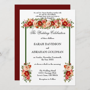 Traditional Jewish Wedding Invitations - Roses 