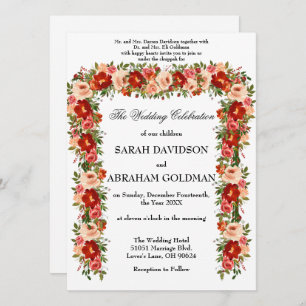 Traditional Jewish Wedding Invitations - Roses 
