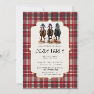 Traditional Kentucky Derby Invitation Red Tartan P
