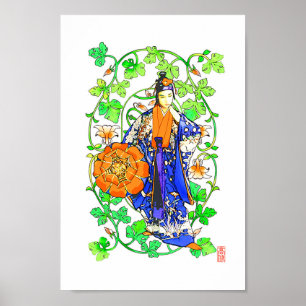 Traditional kimono in Okinawa Japan Poster