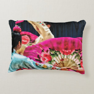 Traditional Korean Fan Dance Decorative Cushion