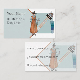 Traditional Korean Hanbok Man & Gat Hat Business Card