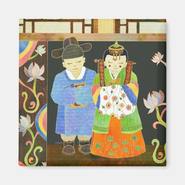 Traditional Korean Wedding: Unique Wedding Gift Magnet (Front)