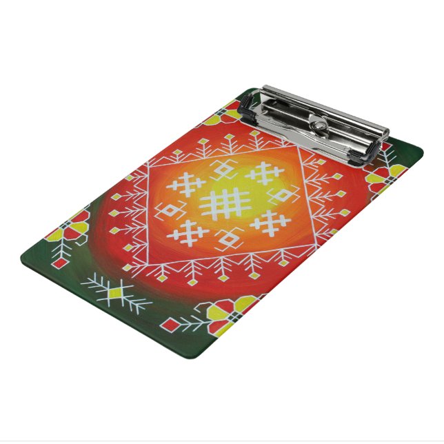 Traditional Latvian folk art with symbols painting Mini Clipboard (Angled3)