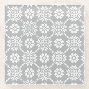 Traditional Latvian grey Sun Auseklis Saulite   Glass Coaster