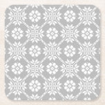 Traditional Latvian grey Sun Auseklis Saulite  Square Paper Coaster<br><div class="desc">Traditional Latvian grey and white Sun Auseklis Saulite</div>
