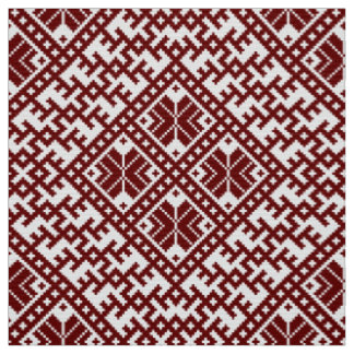 Traditional Latvian Red and White Design pattern Fabric