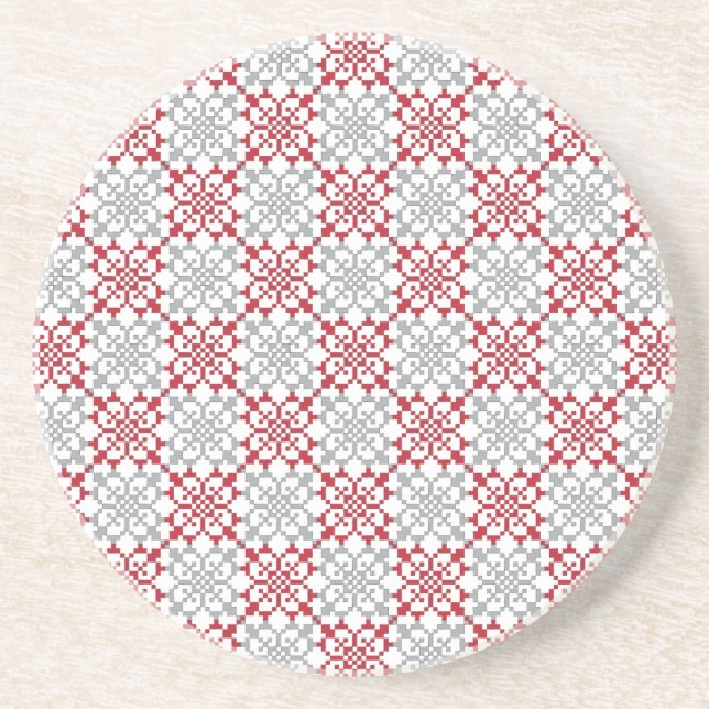 Traditional Latvian SUN sign geometric pattern III Coaster (Front)