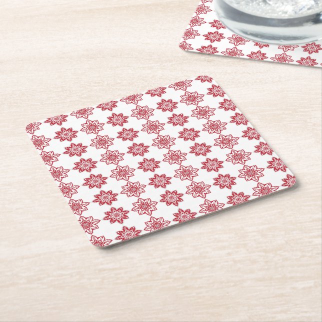 Traditional Latvian SUN sign geometric pattern IV Square Paper Coaster (Angled)