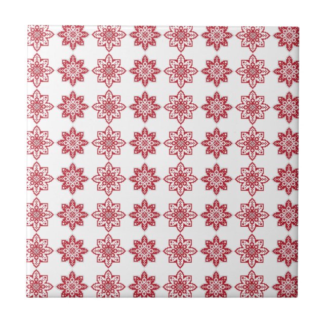 Traditional Latvian SUN sign geometric pattern IV Tile (Front)
