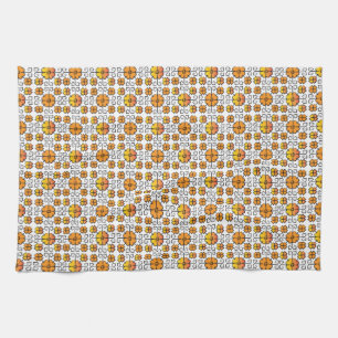 Traditional Latvian SUN sign geometric pattern V Tea Towel