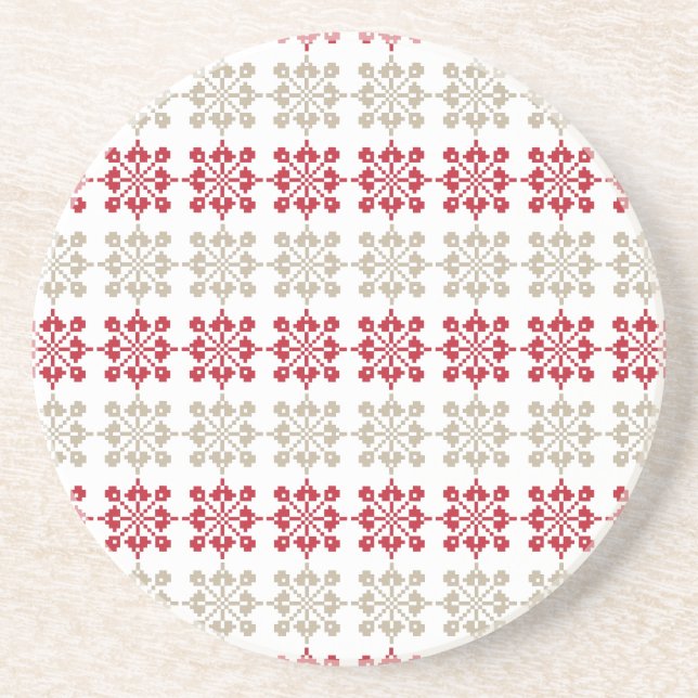 Traditional Latvian SUN sign geometric pattern VI Coaster (Front)