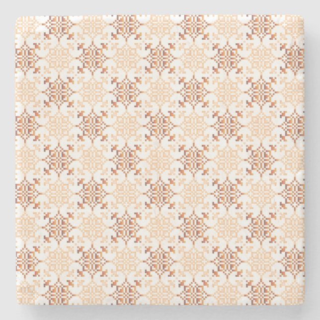 Traditional Latvian SUN sign geometric pattern VII Stone Coaster (Front)