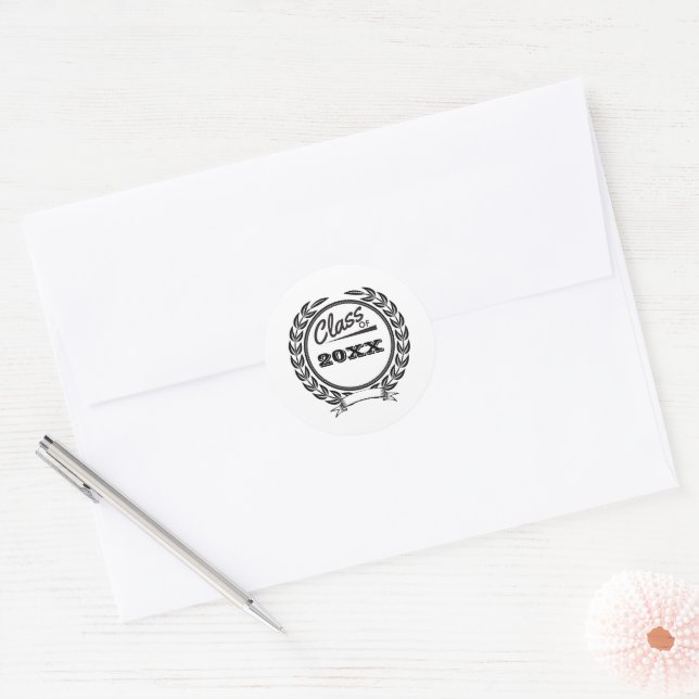 Traditional Laurel - Circle Graduation Sticker (Envelope)