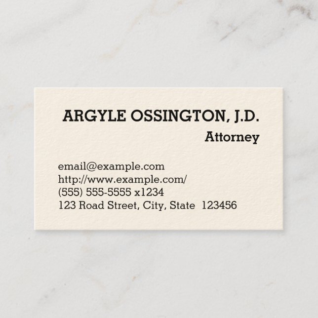 Traditional, Law Professional Business Card (Front)