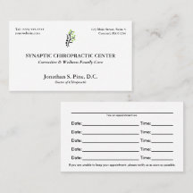 Traditional Layout Chiropractic Appointment Cards