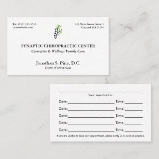 Traditional Layout Chiropractic Appointment Cards