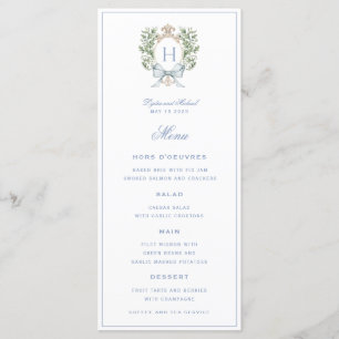Traditional Leaf Crest Monogram 4 Course Wedding Menu