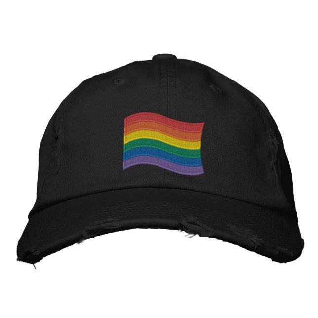 Traditional LGBTQ+ Pride Flag Embroidered Baseball Embroidered Hat (Front)