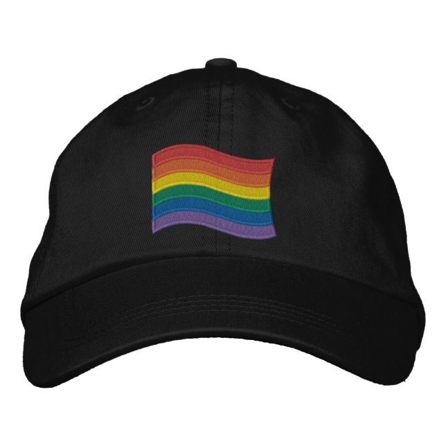 Traditional LGBTQ+ Pride Flag Embroidered Baseball Hat (Front)