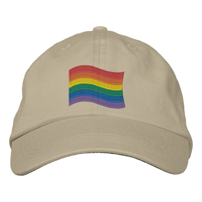 Traditional LGBTQ+ Pride Flag Embroidered Baseball Hat (Front)