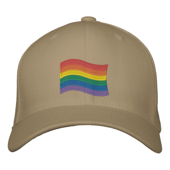 Traditional LGBTQ+ Pride Flag Embroidered Baseball Hat (Front)