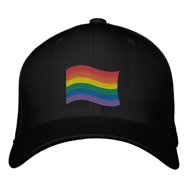 Traditional LGBTQ+ Pride Flag Embroidered Baseball Hat (Front)