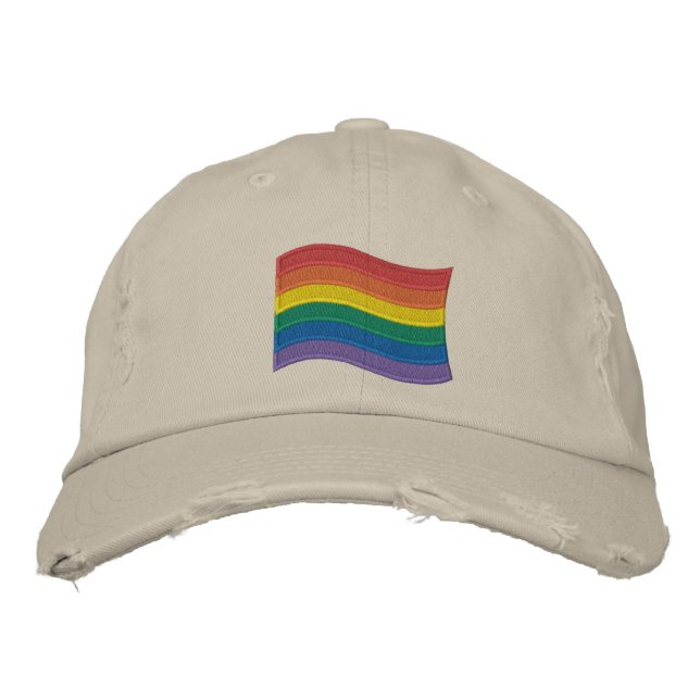 Traditional LGBTQ+ Pride Flag Embroidered Baseball Hat (Front)