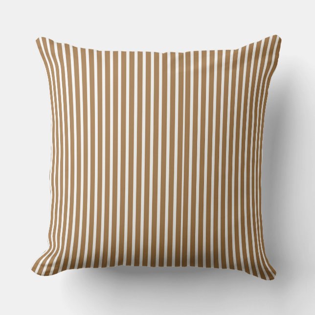 Traditional Light Brown + White Stripe  Cushion (Front)