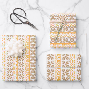 Traditional Lithuanian folk art star pattern Wrapping Paper Sheet