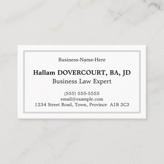 Traditional Look, Legal Professional Business Card (Front)