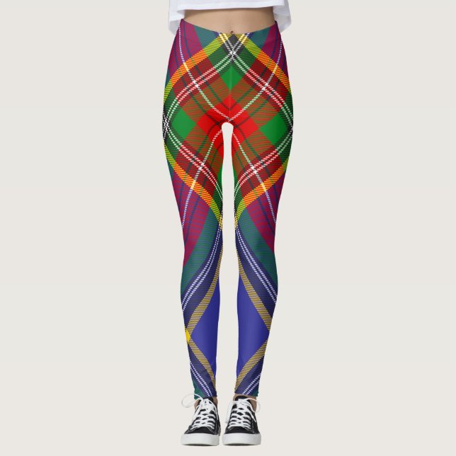 Traditional Macbeth Clan Highland Plaid Leggings (Front)