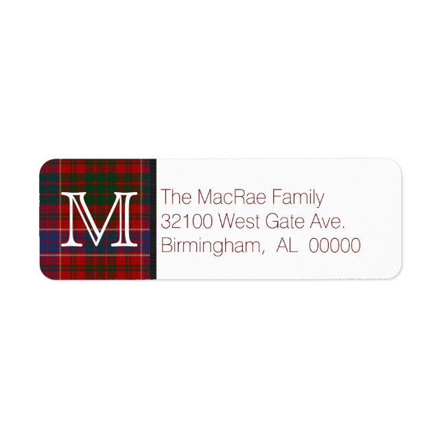 Traditional MacRae Tartan Plaid Monogram (Front)
