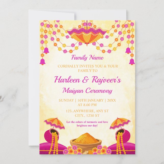 Traditional Maiyan Ceremony Invitation Card (Front)