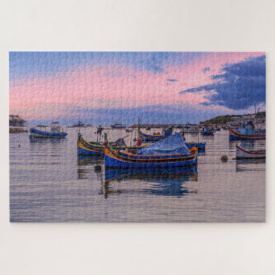 Traditional Maltese boats in Marsaxlokk Jigsaw Puzzle