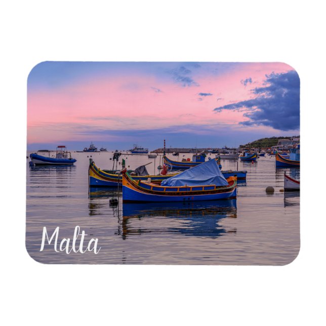 Traditional Maltese boats in Marsaxlokk Magnet (Horizontal)