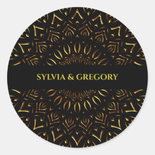 Traditional mandala classic elegant luxury wedding classic round sticker
